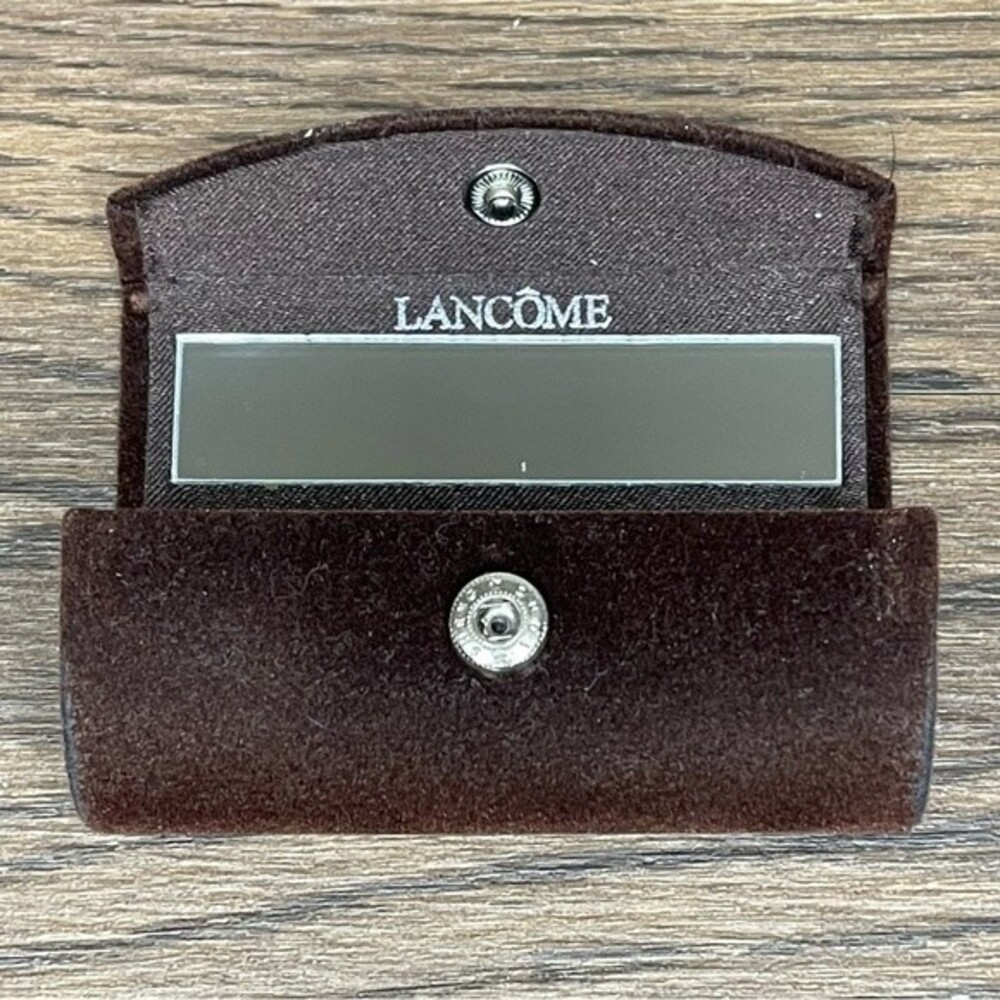 Lancôme Lipstick Case Snap Close Vintage Classic with Mirror Brown - EUC